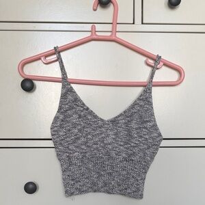 Gray Marled Knit Cropped Tank Top